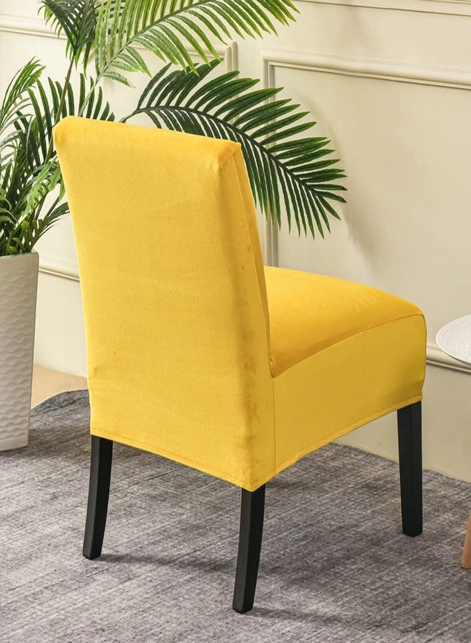 OBCREAT Armless Accent Chair Cover,High Stretch Slipper Chair Slipcovers Soft Velvet Armless Chair Covers with Elastic Bottom Plush Furniture Protector Cover for Living Room Home Hotel (Yellow) - Image 5